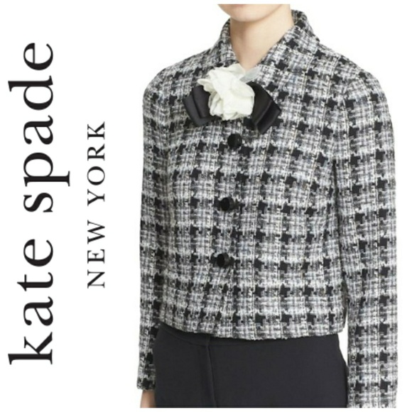 kate spade Jackets & Blazers - Kate Spade Black & White Tweed Jacket Sz 10